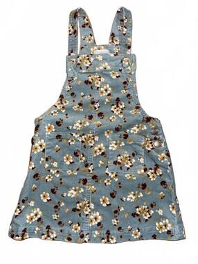 Tahari Girls Floral Corduroy Pinafore Dress 3T